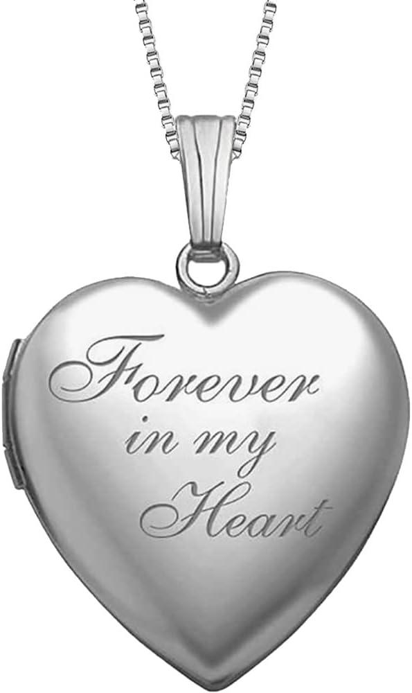 Product image of PicturesOnGold.com Forever In My Heart Locket Necklace for Women That Hold Pictures in Sterling Silver or Yellow Gold.