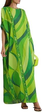 Product image of Fancy Summer Dress,Maternity Wear Kaftan,Boho Maxi Cotton Dress,Home wear Caftan,Holiday Fancy Dress,Luxury BechCover Up Kaftan Green