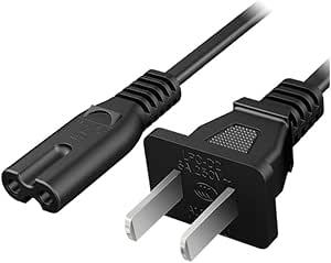 Product image of AC 2 Prong C8 Power Cord 5ft Standard 2-Slot for TV PS4 PS5 Speaker Monitor Xbox Wall Power Cable Replacement Black