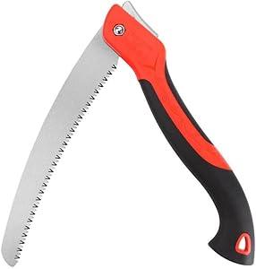 Product image of 10 Inch Heavy Duty Pruning Saw, Folding Hand Saw with SK5 Curved Blade, Triple-cut Razor Teeth Used for Trees Wood Cutting Camping Gardening Work, Hiking, Landscaping, Tree Trimming