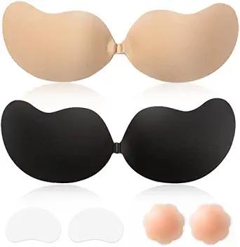 Product image of Sticky Bra Backless Adhesive Strapless Invisible Push Up Stick on Bras for Women Dresses 2 Pair Reusable Nipple Cover