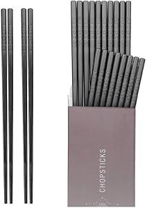 Product image of HIWARE 10 Pairs Fiberglass Chopsticks - Reusable Chopsticks Dishwasher Safe, 9 1/2 Inches - Black