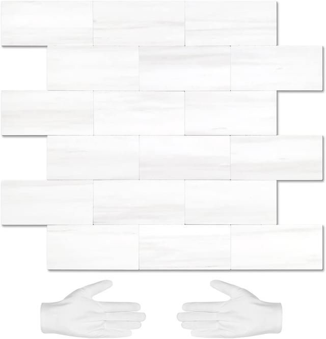 Product image of STICKGOO 10-Sheet Subway Tile Peel and Stick Backsplash, Star White Marble Look Dolomite Kitchen Backsplash Wall Tile, PVC Stick on Backsplash for Kitchen