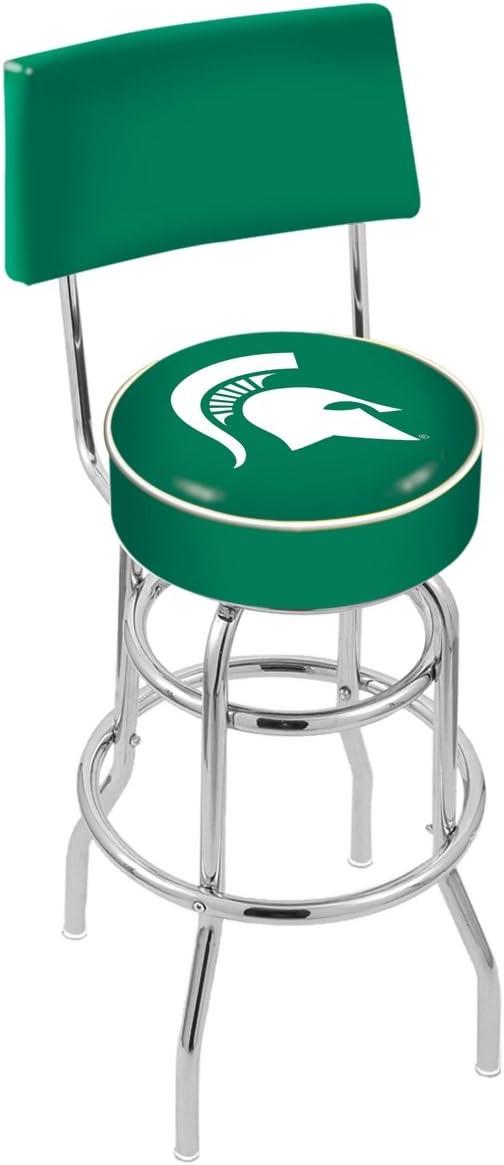 Product image of L7C4 - Chrome Double Ring Georgia Tech Swivel Bar Stool with a Back by The Holland Bar Stool Company