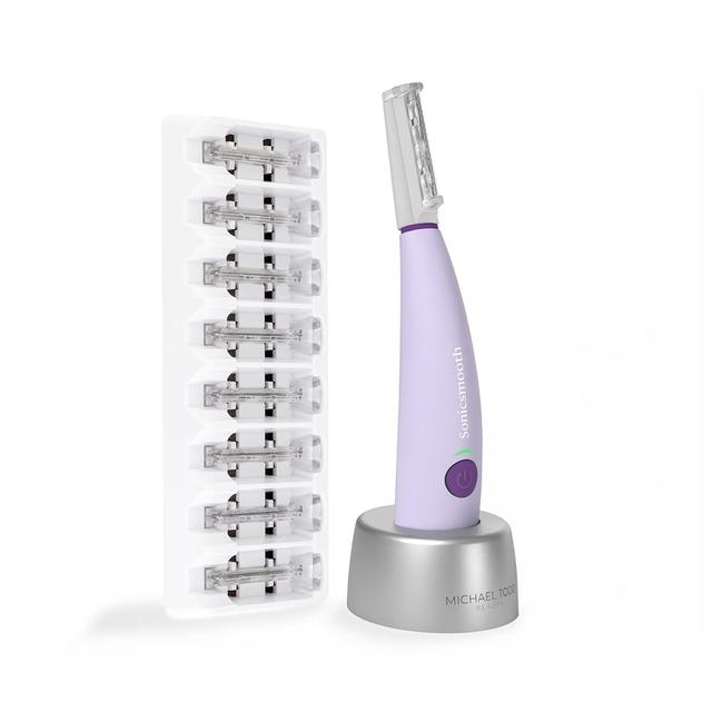 Product image of Michael Todd Beauty Sonicsmooth Dermaplane Razor for Women Face + Eyebrow trimmer Dermaplaning System - Peach Fuzz Remover - 8 Weeks of Dermaplaning Blades