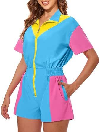 Product image of UOUA 80s Outfit Women 90s Jumpsuit Costume One-Piece Workout Track Suit Party Retro Clothing