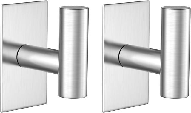 Product image of VAEHOLD Wall Towel Hooks, Heavy Duty Sticky Holder Waterproof Towel Hooks for Hanging Coat, Clothes, Closet Hook Wall Mount for Kitchen (Silver, Adhesive 2 Pack)