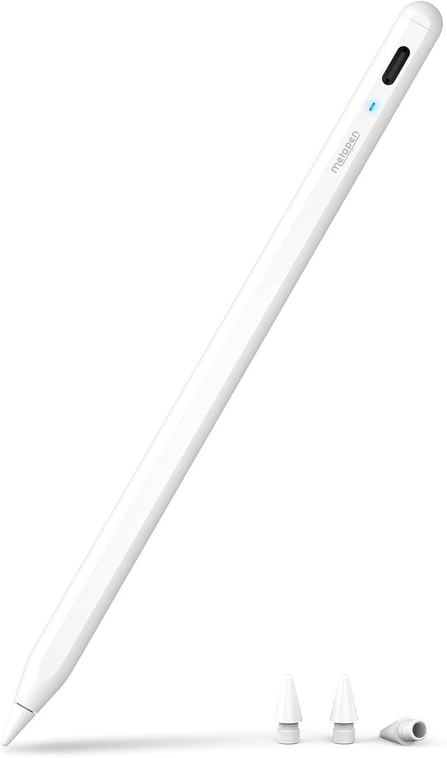 Product image of Metapen Pencil A8 for Apple iPad 2018-2025, (2X Faster Charge), Tilt Sensitivity, Pixel Precision, Stylus Pen for iPad 11/10/9/8/7/6th Gen, Pro 12.9/11/13-inch M4, Air 3/4/5/M2/M3, Mini 5/6th, White