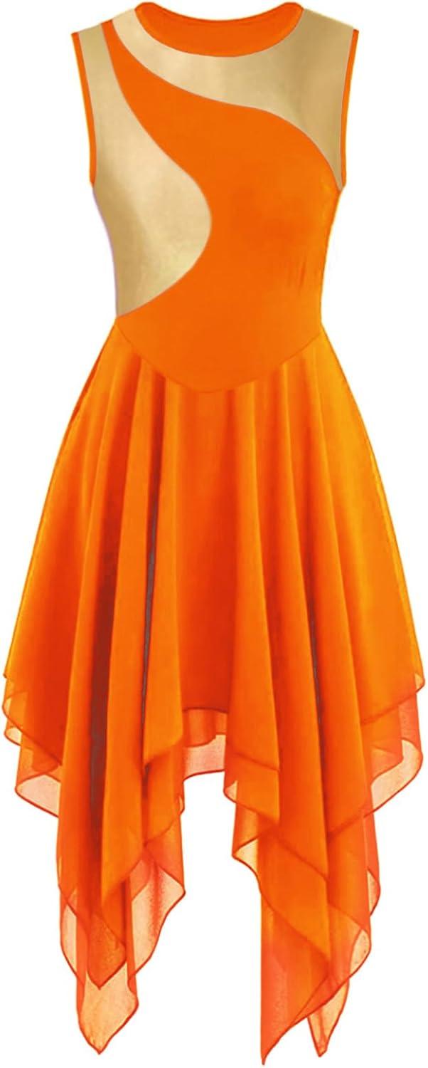 Product image of Women's Praise Dance Dress Tunic Irregular Flowy Skirt Sleeveless Worship Liturgical Lyrical Dance Costume