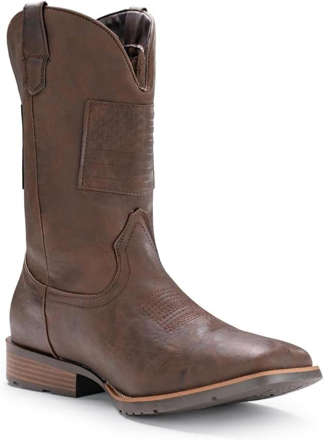 Product image of IUV Cowboy Boots For Men Wide Western Boot Traditional American Flag Retro Square Toe Country Work Boots