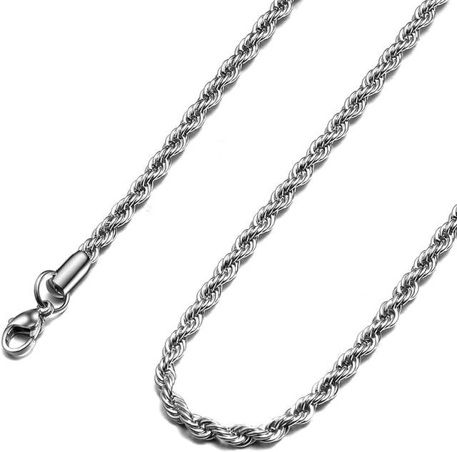 Product image of Father's Day Gifts 18k Real Gold Plated Rope Chain 1.5mm 2.5mm 5mm Stainless Steel Twist Chain Necklace for Men Women 16 Inches 36 Inches