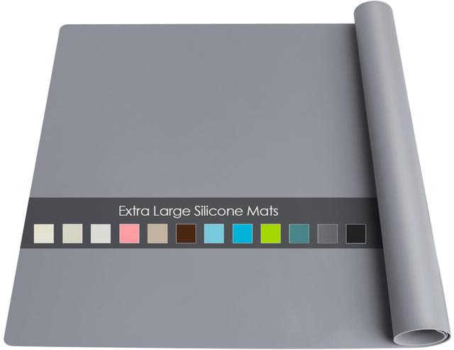 Product image of Extra Large Silicone Table Mat, Genuine Food-Grade Silicone Mat for Crafts Kids Dinner Placemat Desk Countertop Waterproof Protector Heat Insulation Kitchen Pastry Rolling Dough Pad (Dark Gray)