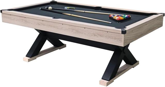 Product image of 84" Pool Table, 7 FT Billiard Tables with 2 Cue Sticks, Billiard Balls, Cues, Cleaning Brush, X-Legs