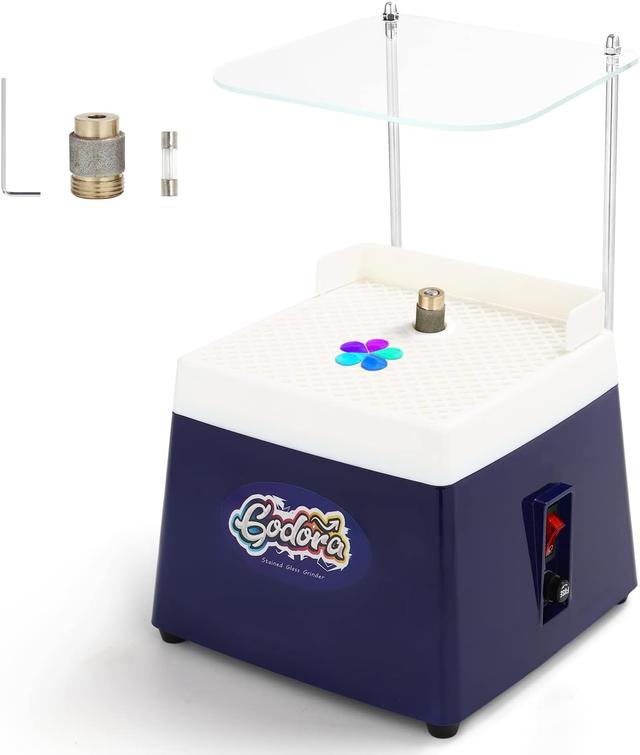 Product image of Godora Stained Glass Grinder, Mini Stained Glass Kit with 5/8" & 1" Grinder Bits, Widely Used for Glass Processing Arts and Decoration