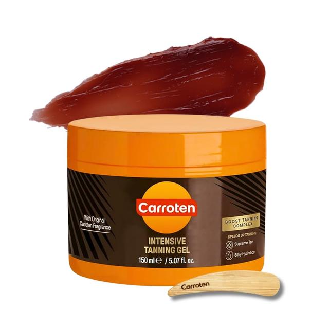 Product image of Carroten Intensive Tanning Gel | Browning Tan Accelerator | Non-Greasy, Water-Resistant with Carrot and Coconut Oil | Vitamin A & E For Moisture & Hydration | Made in Greece | 5 Fl Oz + Spatula