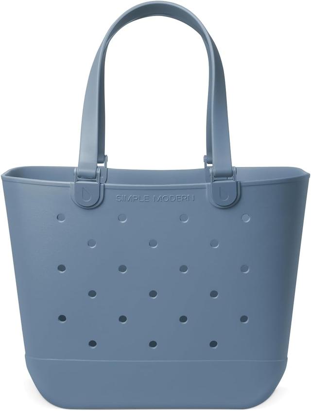 Product image of Simple Modern Extra-Large Beach Bag | Waterproof Getaway Rubber Tote with Zipper Pocket for Travel, Pool, Boat, Groceries, Sports | Blue Dune