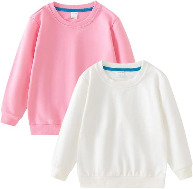 Product image of 2-Pack Unisex Kids Crewneck Sweatshirt Long Sleeve Cotton Pullover Tops For Boys and Girls(Thin)