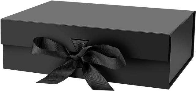 Product image of Gift Box with Lid for Presents 10.5x7.5x3.1 Inches with Ribbon and Magnetic Closure(1-Pack) (Black)