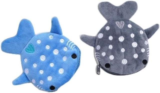 Product image of 2Pcs Cute Whale Shark Coin Purse, Shark Wallet Novelty Purse Aesthetic Kawaii Accessories With Zipper Funny Small Plush Girls Wallet Women's Coin Purses and Pouches, Men's Fashion (blue and grey)