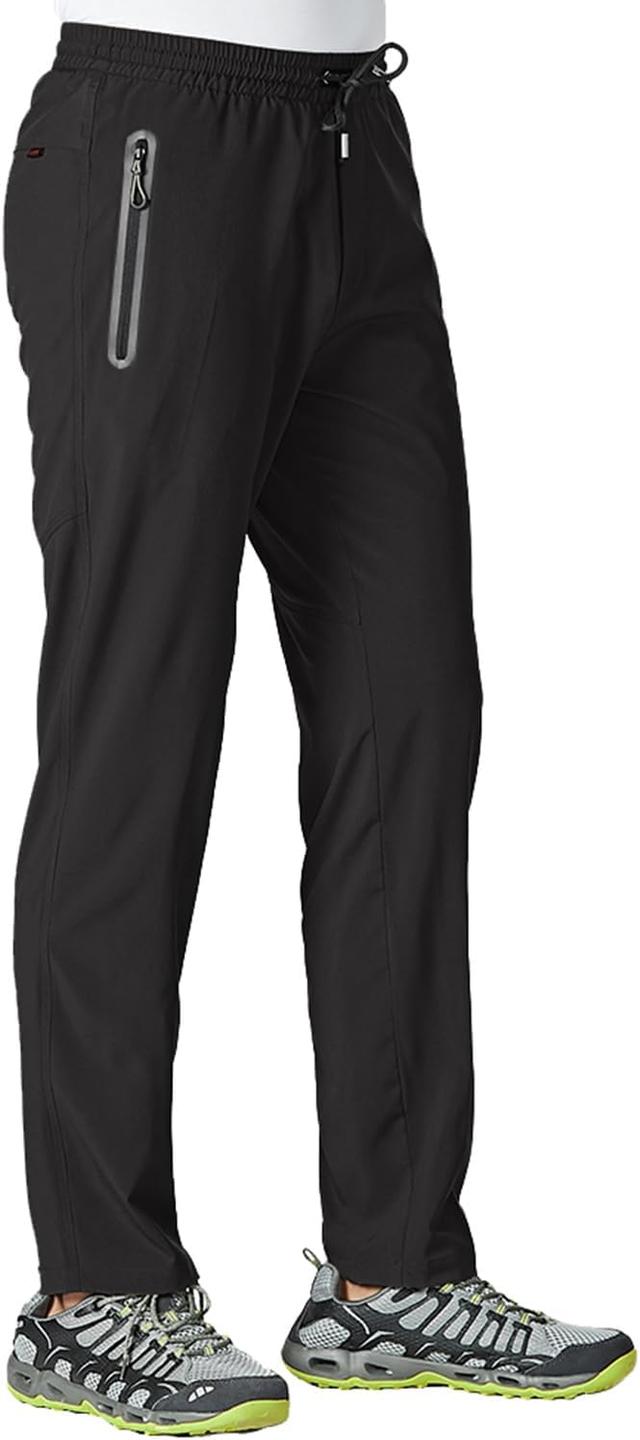 Product image of TBMPOY Men's Lightweight Hiking Travel Pants Breathable Athletic Fishing Active Joggers Zipper Pockets