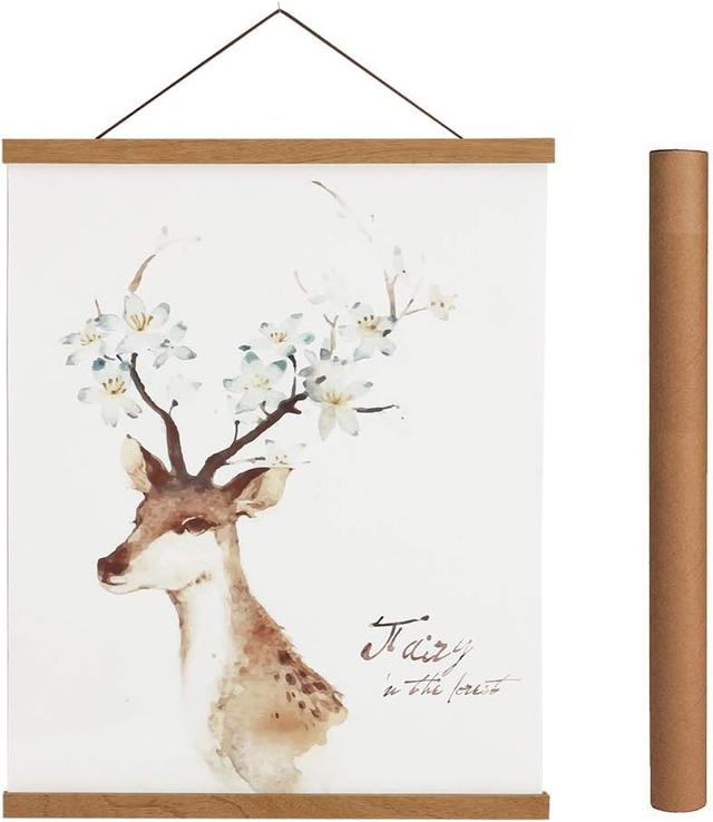 Product image of Artmag Magnetic Poster Hanger Frame, 20x28 20x30 20x24 Light Wood Wooden Magnet Canvas Artwork Print Poster Hangers Frames Hanging Kit (Teak Wood, 20")
