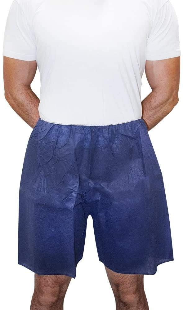 Product image of Dukal 360 Patient Exam Shorts – Unisize, Non-Sterile, Dark Blue, Comfortable Disposable Medical Wear for Clinics & Hospitals, 5 Bags of 10 (50 Total Pieces per Case)