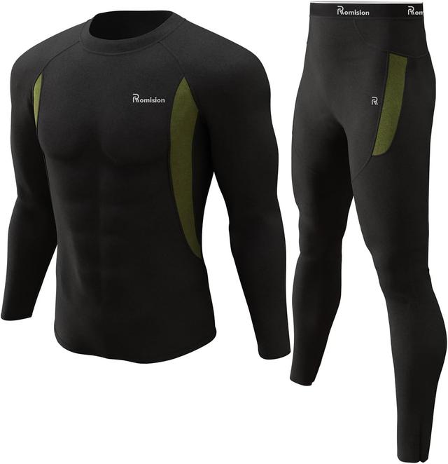 Product image of romision Thermal Underwear for Men Long Johns Fleece Lined Hunting Gear Bottom Top Set Base Layer for Cold Weather Gift