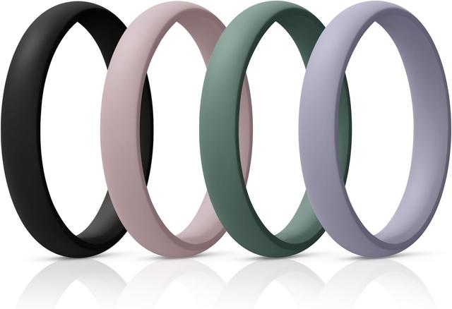 Product image of Egnaro Engagement Rings Women, Thin and Stackable Rings Silicone Women Wedding Bands，Rubber Promise Rings for Gift, Anniversary Ring for Work Out- 2.5mm Width - 1.8mm Thick