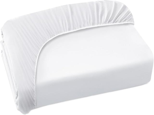 Product image of Twin Fitted Sheet Only, Twin Size Sheets for Kids Up to 12 Inches Deep Procket, Single Bed Mattress Sheets Stretchable Breathable Jersey Knit Cover, White
