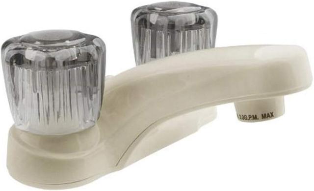 Product image of Dura Faucet DF-PL700S-BQ RV Bathroom Faucet with Smoked Acrylic Knobs (Bisque Parchment)