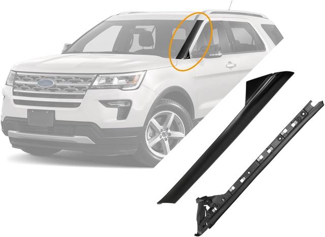 Product image of Windshield Trim Molding A-Pillar Set, Compatible with 2011-2019 Ford Explorer, Front Outer & Inner Left Driver, BB5Z7803145AA BB5Z-7803137-AA BB5Z-7803137-AB 926-450 BB5Z-7803145-AA Window Accessories