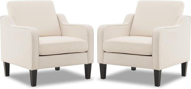 Product image of VINGLI Modern Accent Chairs Set of 2,Comfy Beige Armchair for Bedroom,Living Room Upholstered Sofa Chair Reading Chair for Small Spaces (2, Beige)