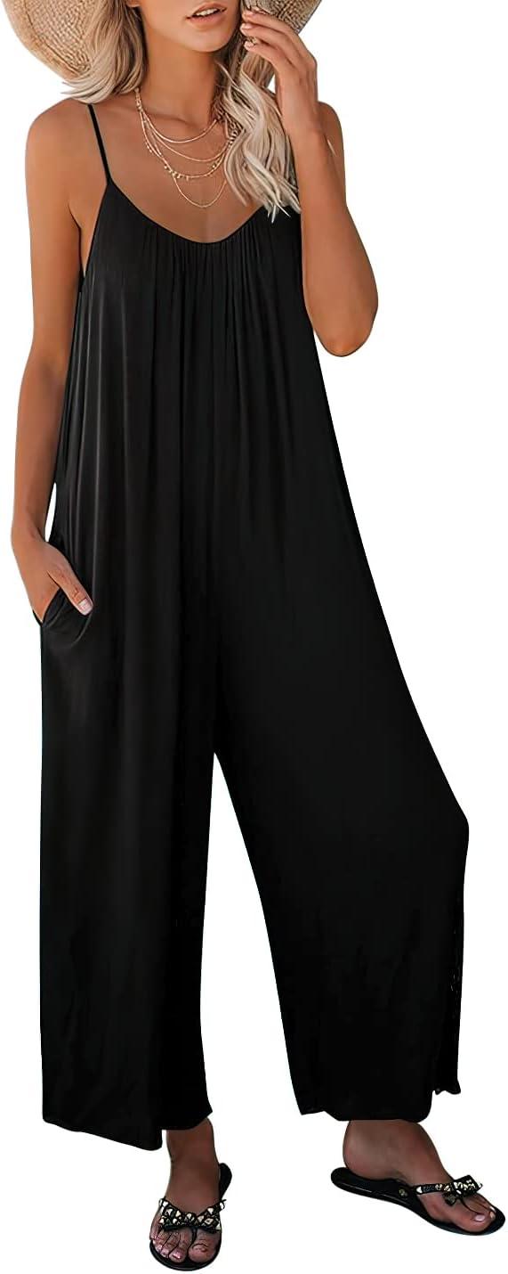 Product image of ANRABESS Women Summer Casual Sleeveless Spaghetti Strap Boho Wide Leg Jumpsuits Rompers Dressy 2025 Trendy Outfits Clothes