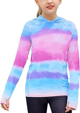 Product image of Zaclotre Kids UPF 50+ Sun Shirt Girls Quick Dry Sun Protection Clothing Athletic Hoodie with Thumbholes