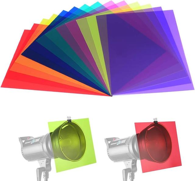Product image of 14 Pack Color Correction Light Gel Filter Sheet Colored Overlays Transparency Film Plastic Sheets, 11.7 by 8.3 Inches, 7 Colors