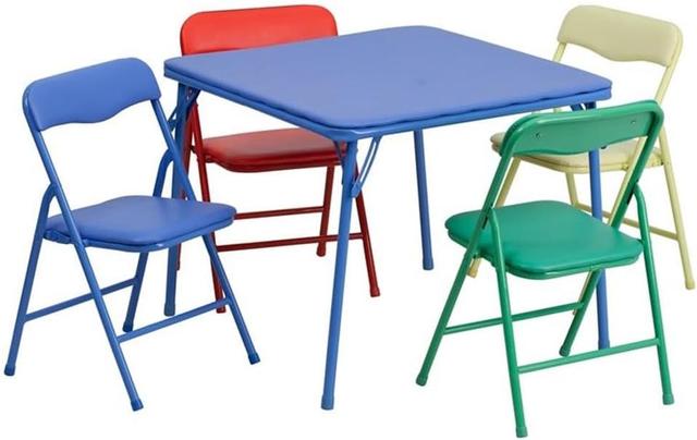 Product image of Flash Furniture Mindy Kids 5-Piece set Folding Square Table and Chairs Set for Daycare and Classrooms, Children's Activity Table and Chairs Set, Multicolor