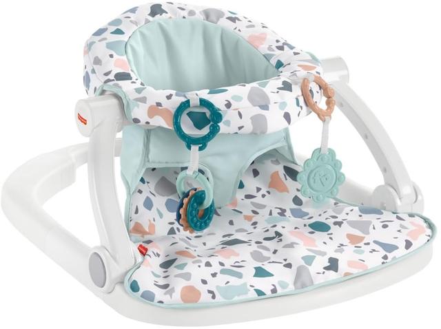 Product image of Fisher-Price Portable Baby Chair Sit-Me-Up Floor Seat With Developmental Toys & Machine Washable Seat Pad, Pacific Pebble