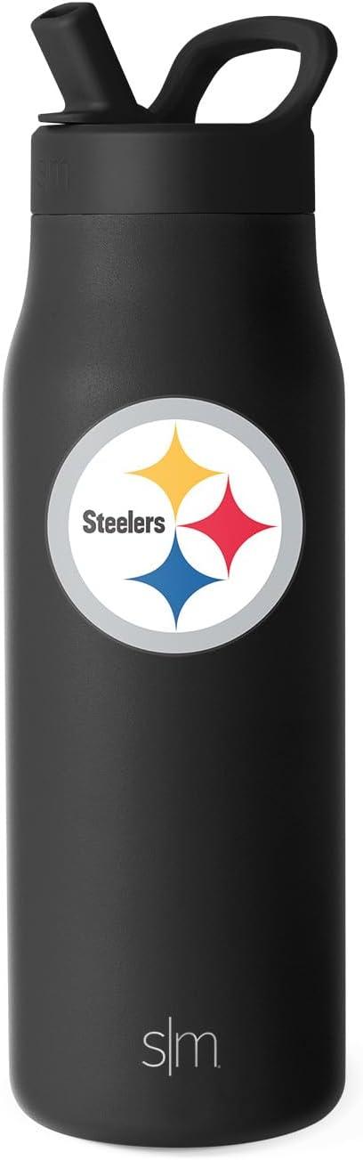 Product image of Simple Modern Officially Licensed NFL Pittsburgh Steelers Water Bottle with Straw Lid | Leak Proof Insulated Stainless Steel Travel Thermos | Gifts for Men Women| Mesa Collection | Pittsburgh Steelers