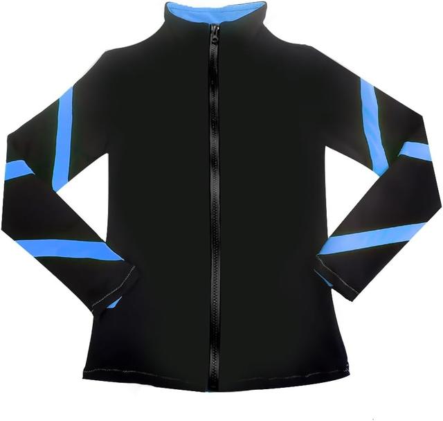 Product image of Girls Ice Skating Jackets Women Stripes Training Practice Figure Skating Tops Fleece.