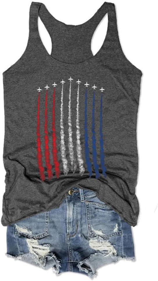 Product image of American Flag Tank Tops for Women 4th of July Air Force Flyover Flag Tank Shirts with Eagle Patriotic USA Flag Vest Shirt