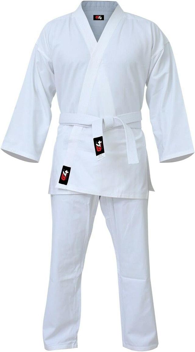 Product image of G4 Karate Suit GI Aikido Training Adult Student Uniform Set Free Belt Black White