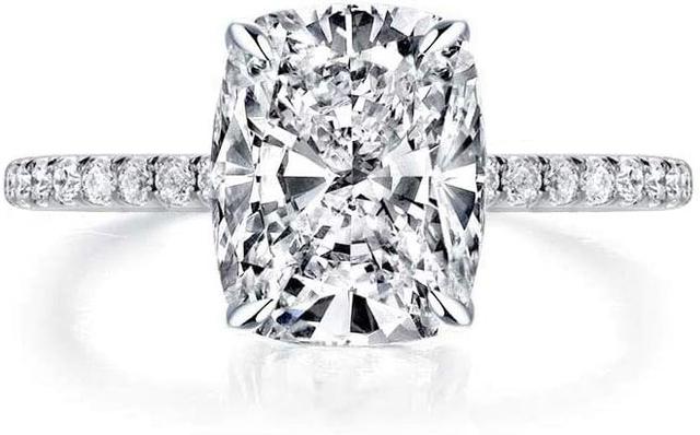 Product image of Bo.Dream Cushion Cut 3ct Cubic Zirconia CZ Platinum Plated Sterling Silver Engagement Rings