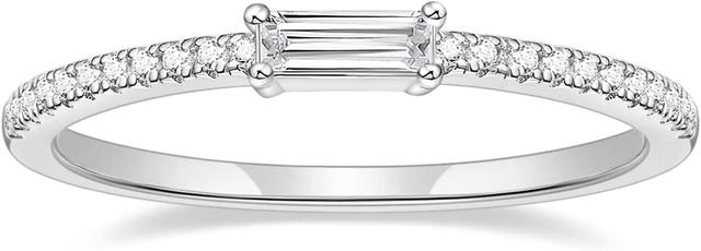 Product image of TIGRADE 1.5mm Eternity Ring Baguette Cubic Zirconia Anniversary Ring CZ Pave Wedding Band for Women Size 3-12