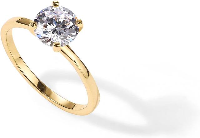 Product image of PAVOI 18K Sterling Silver Gold Round Cut Solitare 1.5 CT Moissanite Engagement Rings for Women - Moissanite Wedding Band for Women - Stone Promise Rings