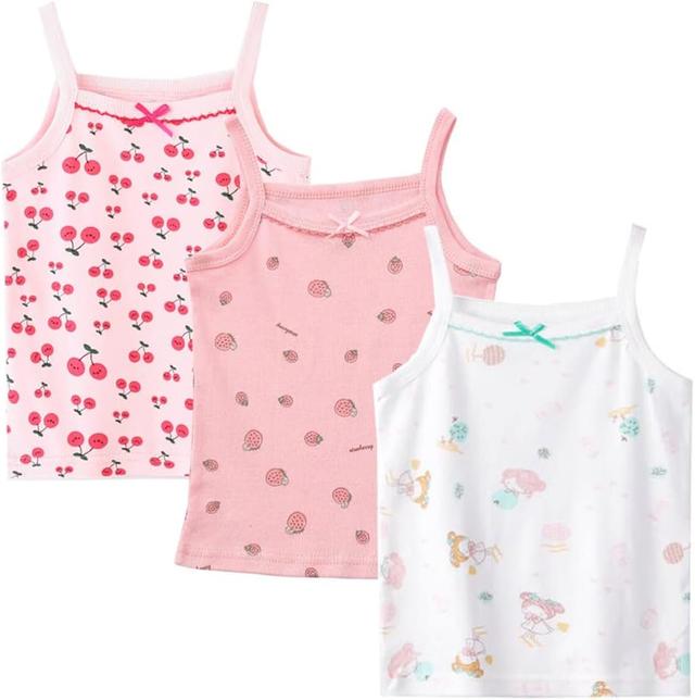 Product image of Toddler Girl's Cotton Camisole Undershirts 3-4 Pack Cute Printed Tank Top Camis for Kids 2T-8T