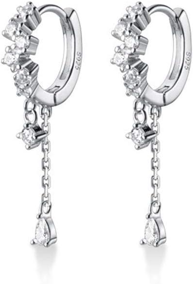 Product image of SLUYNZ 925 Sterling Silver CZ Hoop Earrings Dangle for Women Teen Girls Teardrop Huggie Earrings Drop Water Droplets Dangle Earrings Drop