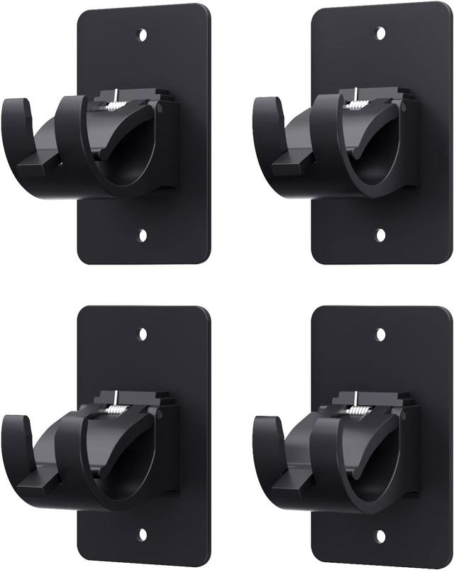 Product image of 4 Pieces Self Adhesive Curtain Rod Bracket, Universal Plastic Curtain Rod Holders, No Drill Curtain Rod Brackets Curtain Rod Hooks for Bathroom, Bedroom, Livingroom, Kitchen (Black)