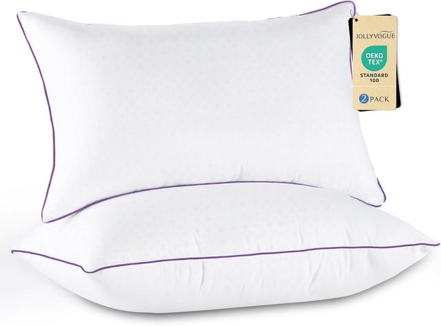 Product image of JOLLYVOGUE Pillows Queen Size Set of 2, Medium Supportive Bed Pillows with Super Soft Down Alternative Fill, Luxury Fluffy Hotel Quality for Side, Back, and Stomach Sleepers