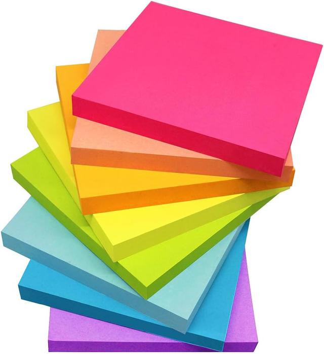 Product image of Sticky Notes 3x3 Inches,Bright Colors Self-Stick Pads, Easy to Post for Home, Office, Notebook, 82 Sheets/pad