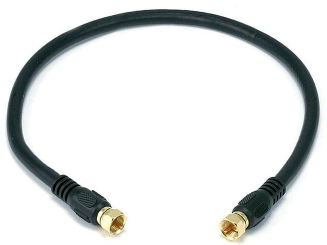 Product image of Monoprice RG6 Quad Shield CL2 Coaxial Cable with F Type Connector for Television, 1.5Ft